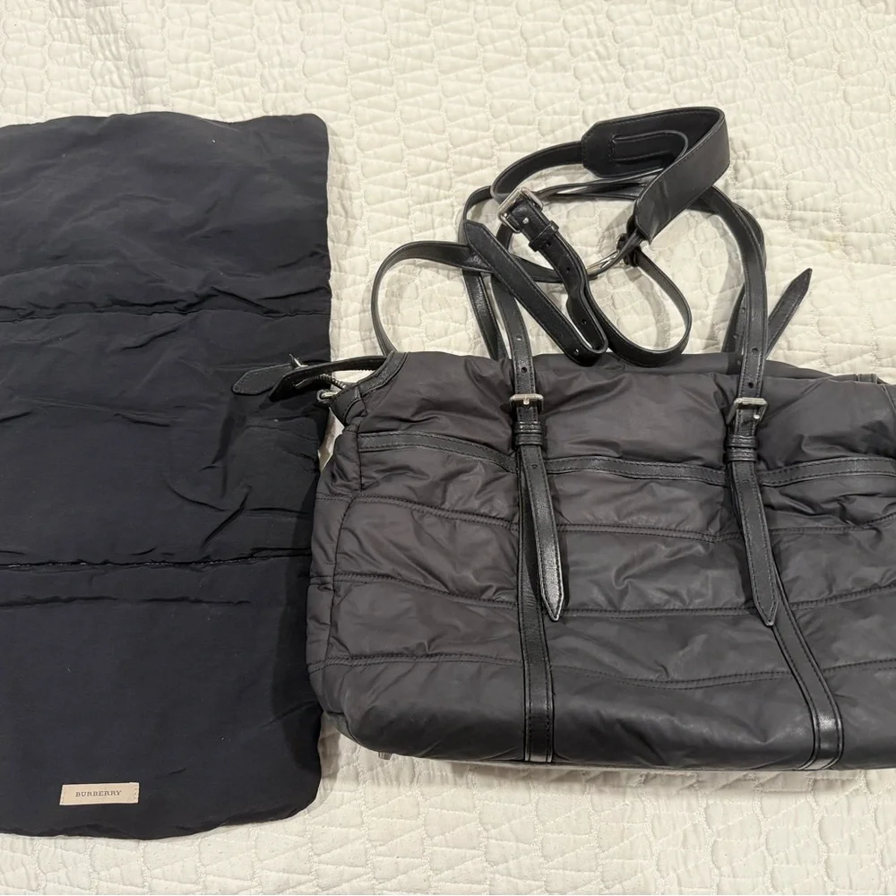 Burberry Nylon House Check Quilted Abbey Diaper Bag Black